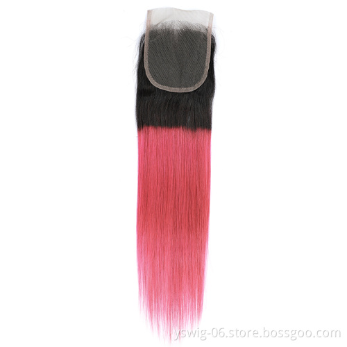 Ombre 1b/Pink# Color 100% Thick Bottom Straight Virgin Peruvian Hair Malaysian Virgin Unprocessed Cuticle Aligned Hair